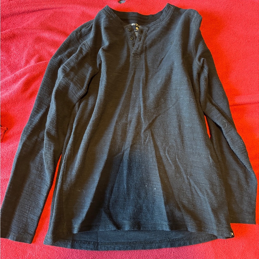 Black Long Sleeve Henley Shirt
